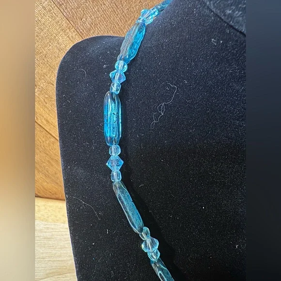 Ocean Blue Glass Bead Necklace - Picture 2 of 4
